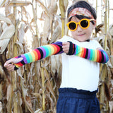 Rainbow Stripe Arm Warmers for Kids - Steampunk-Wolf-Kidz