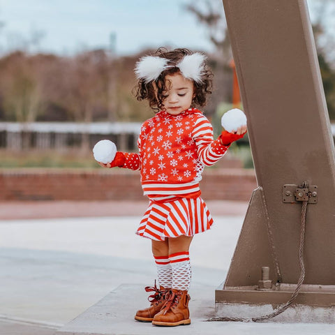 Candy Cane Knee Socks Kids Red White Stripes and Mesh