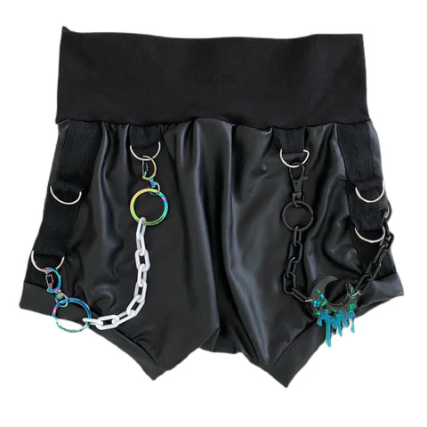 Phantom Punk Shorties in Black Vegan Leather for kids