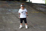 Black with White Gloves  Rockstar Vegan leather Gloves for Kids and Adults