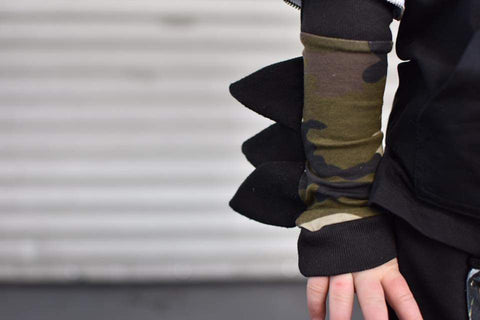 Camo Spiked Sleeves Arm Warmers Dino Dragon