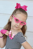 Hot Pink Barbie Lace Fingerless Gloves Wedding Costume Girls Babies Adult