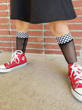 Checkered Mesh Knee Socks