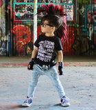 Basic Black Rockstar Fingerless Gloves Vegan Leather for boys and girls