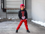 Red MJ Pants for kids unisex vegan leather Holiday Christmas Valentine's Halloween