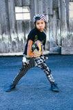 Kids Swagger Pants Punk Bottoms Plaid Black and White Skinny Pants for unisex kids boys girls