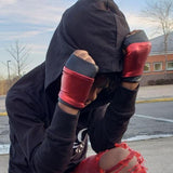 Rockstar Red and Black Gloves Metallic Vegan Leather Kids Adults