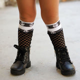 Jack Skull Stripes Mesh Knee High Socks Halloween Skulls for Girls