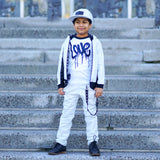 White MJ Pants for kids unisex vegan leather