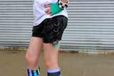 Phantom Punk Shorties in Black Vegan Leather for kids