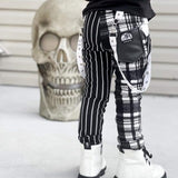 Kids Swagger Pants Punk Bottoms Plaid Black and White Skinny Pants for unisex kids boys girls