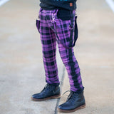 Punk Plaid Skinny Pants for Kids Unisex