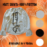 Poet Renn Shirt for Kids Cosplay Shakespeare Renaissance Faire Pirate Blouse Halloween