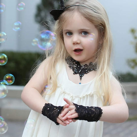 Bling Lace Gloves with Crystals for girls and Mommas