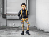 Punk Plaid Skinny Pants for Kids Unisex