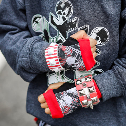 Plaid Skull Gloves for kids