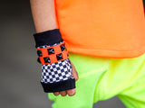 Monochrome Checkerboard Fingerless Gloves for kids adults Checkerboard