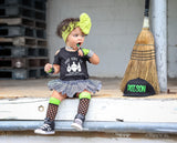 Lime green and black Mesh Knee High Socks for kids baby girls