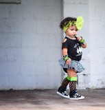 Lime green and black Mesh Knee High Socks for kids baby girls