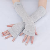 Solid Color Arm Warmers Long Fingerless Gloves for kids and adults