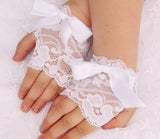 White big bow Lace fingerless gloves for Easter, Weddings, Dances