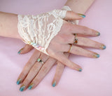 Victorian Lace Fingerless Gloves with Pearls in Cusom Colors and Sizes