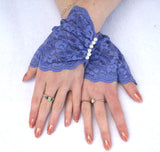 Victorian Lace Fingerless Gloves with Pearls in Cusom Colors and Sizes