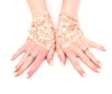 Victorian Lace Fingerless Gloves with Pearls in Cusom Colors and Sizes