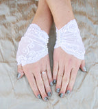 Victorian Lace Fingerless Gloves with Pearls in Cusom Colors and Sizes