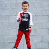 Red MJ Pants for kids unisex vegan leather Holiday Christmas Valentine's Halloween