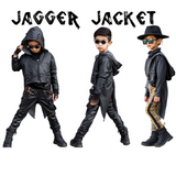 Tailcoat Jacket-vegan leather handmade black trench coat for kids