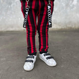 Red Striped Skinny Pants with Punk  Straps Unisex Kids  Boys